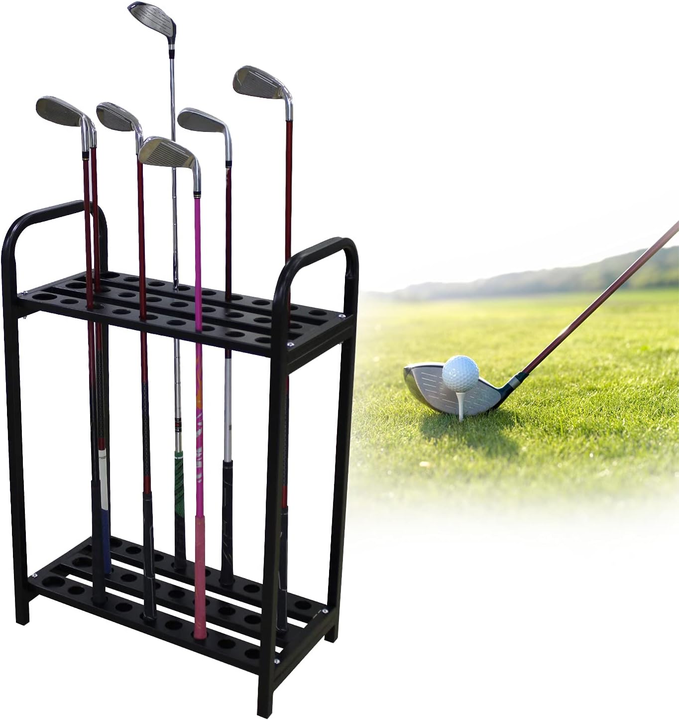 LOYALHEARTDY Golf 18-hole Cue Display Stand, Golf Club Organizers, Golf Club Rack Golf Clubs Shelf,Golf Club Accessories
