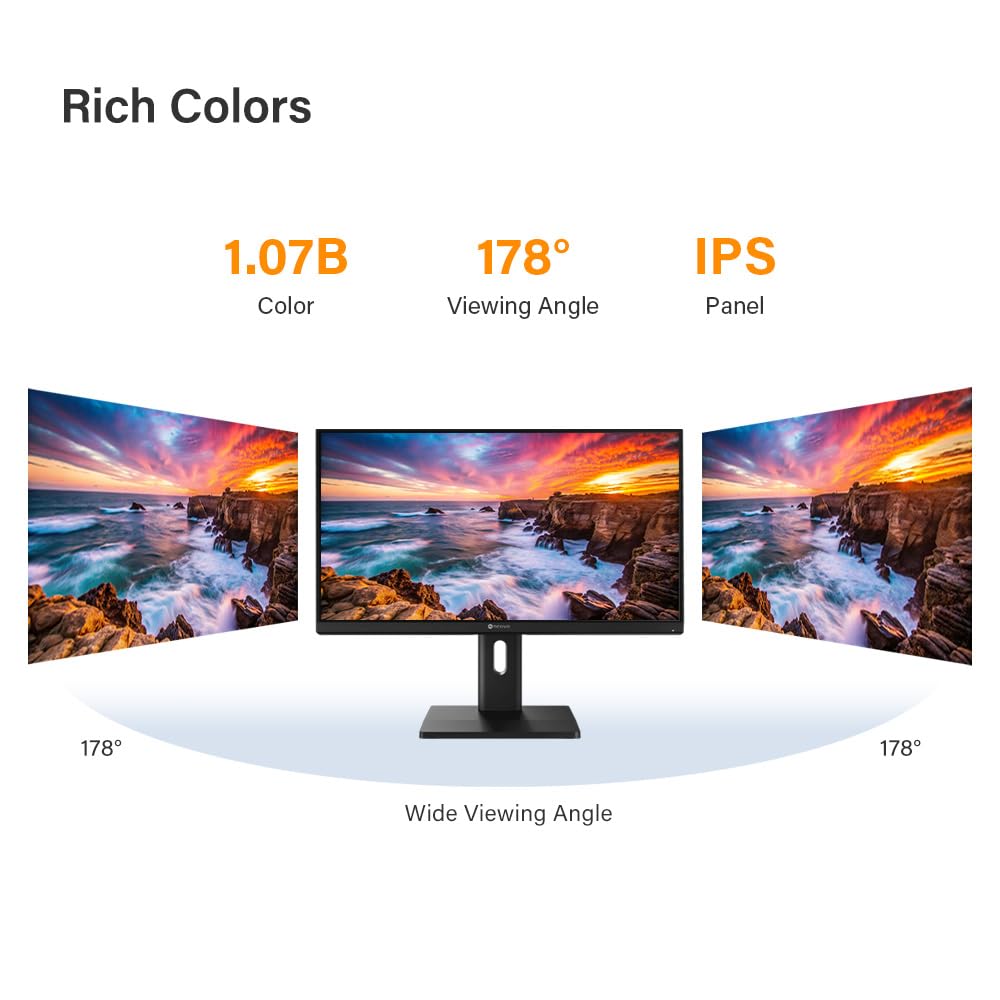 AG Neovo EM2451 24 Inch 4K Monitor, 3840 x 2160 UHD, IPS, 100% sRGB, 93% DCI-P3, Height Adjustable, Pivot, USB-C with 65W Power Delivery, Dual HDMI 2.1, DisplayPort 1.4