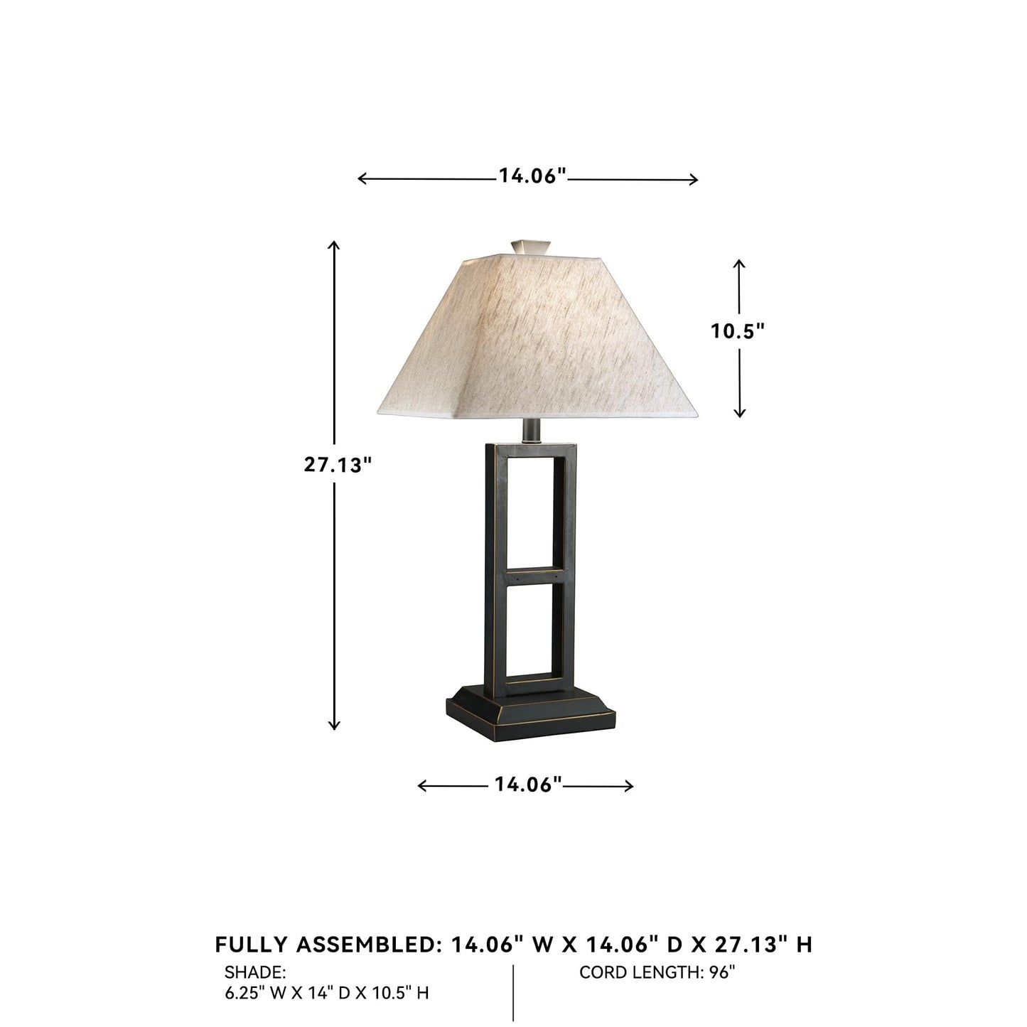 Signature Design By Ashley Deidra Set Of 2 Metal Table Lamps, 27.75, Black Finish, Modern Design, Model L318924