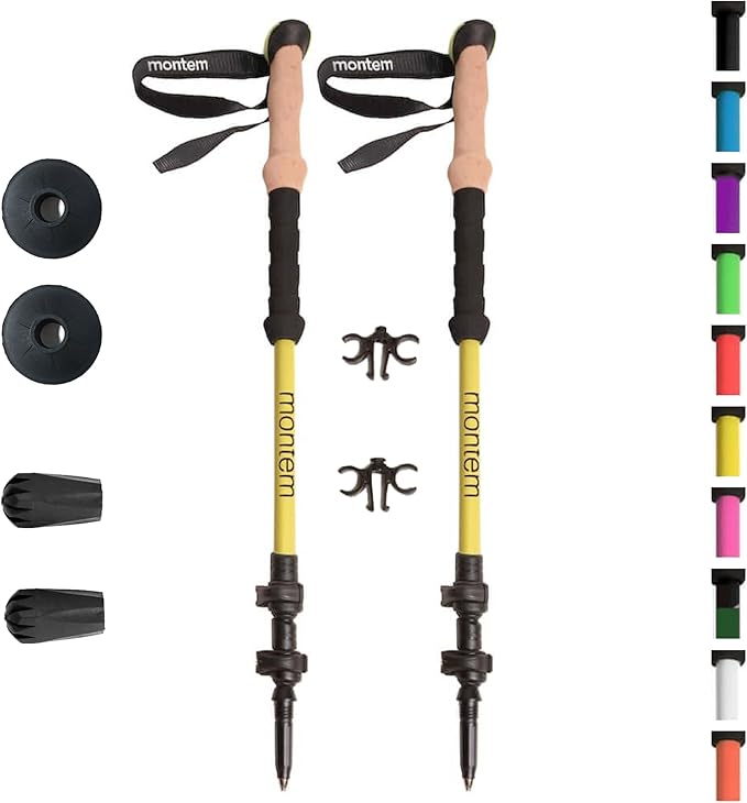 Montem Ultra Strong Trekking, Walking, and Hiking Poles - One Pair (2 Poles) - Collapsible, Lightweight, Quick Locking, We...