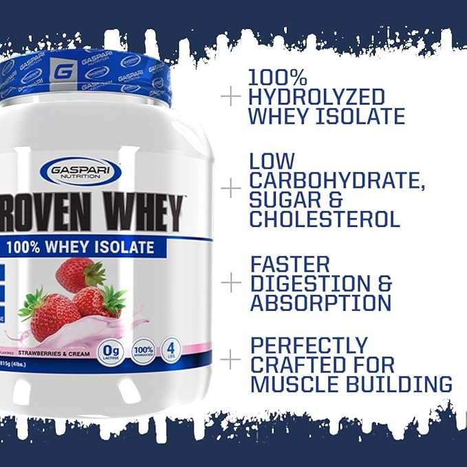 Gaspari Nutrition Proven Whey, 100% Hydrolyzed Whey Isolate, High Protein, Lactose Free, Low Carbohydrate and Low Sugar (Chocolate Ice Cream, 2 Pound (Pack of 1)