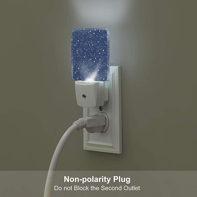 Star Map Night Light,Plug Into Wall for Boys Girls Bedroom Decorative Square Night Light Lamp 0.5w Sleep Friendly