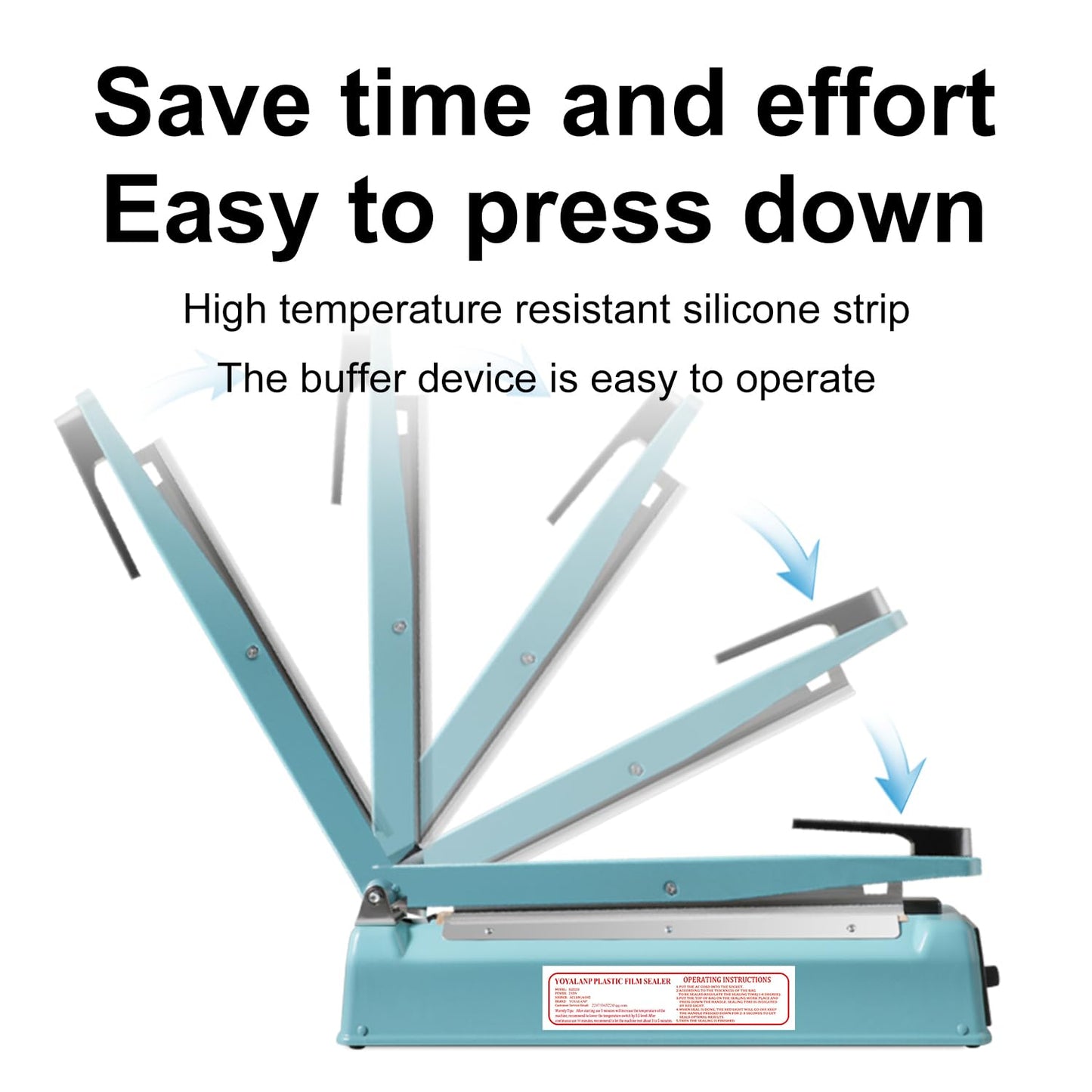 Metal body,Impulse Heat Sealer Manual Bags Sealer Heat Sealing Machine 8 Inch Impulse Sealer Machine for Plastic Bags PE PP Bags with Extra Replace Element Grip