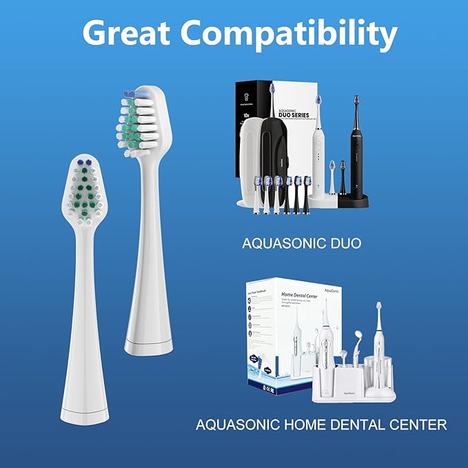 Replacement Toothbrush Heads for Waterpik Complete Care 5.0/9.0, and Compatible with AquaSonic Duo and Home Dental Center Electric Toothbruh, 10 Count(Pack of 1), White