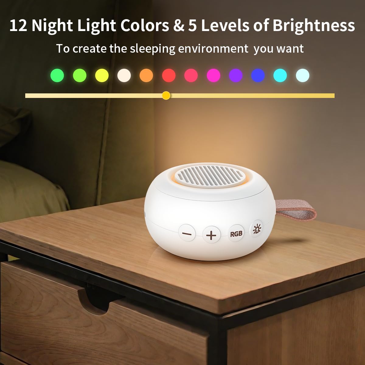 iMosleep Sound Machine Noise Machine with 30 Soothing Sounds 12 Night Lights 4 Timers Memory Function 32 Level Volume Rechargeable Battery for Sleeping Working Relaxing for Baby Adults Kids White