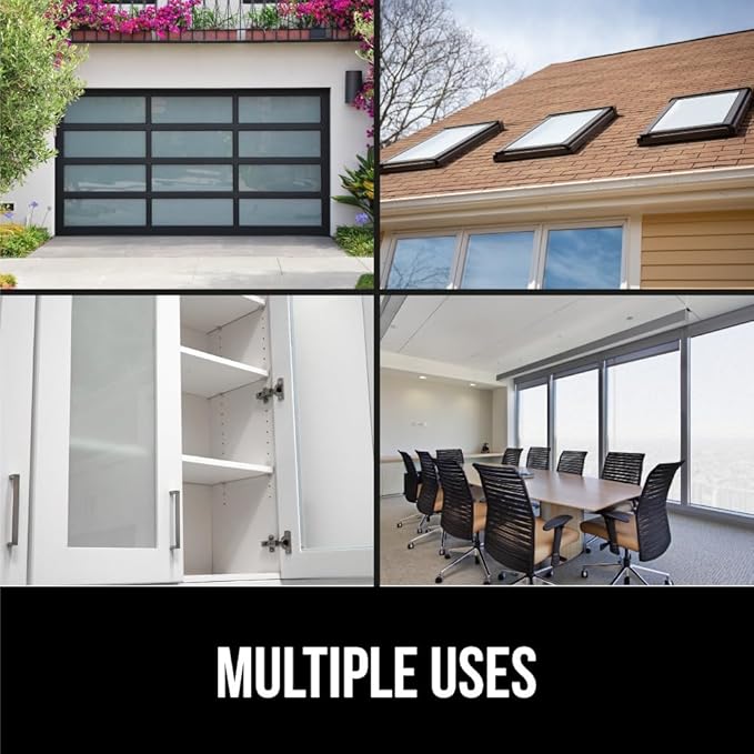 Gorilla Guard Window Privacy Film, Removable Two Way Sun Blocking, 17.5 x 118.1 Inch, Reusable No Residue Stickers, Strong Static Clings to Glass Windows, Decorative Bathroom Door Coverings, Frosted