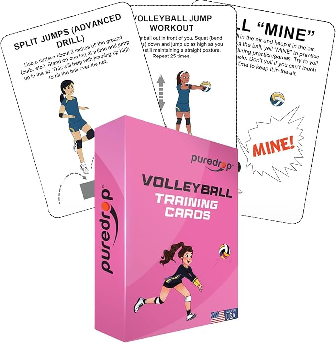 Puredrop Volleyball Training Equipment Aid Cards: Great Training Drills for Solo Practice for Volleyball Players. Coach Ex...