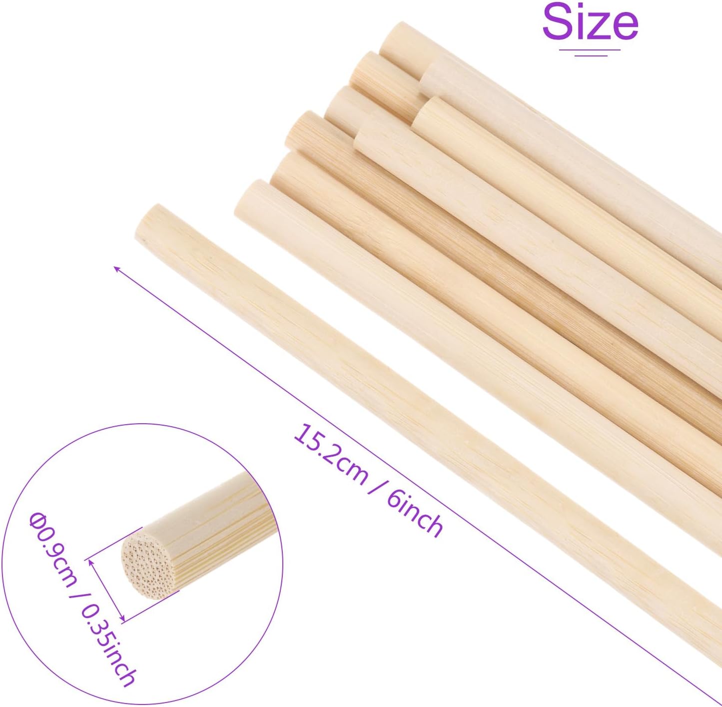 DMiotech 50 Pack 11/32" x 6" Wooden Dowel Rods Unfinished Natural Sticks Wood Craft Sticks for Home Decor Projects and Making DIY Craft,Wood Color