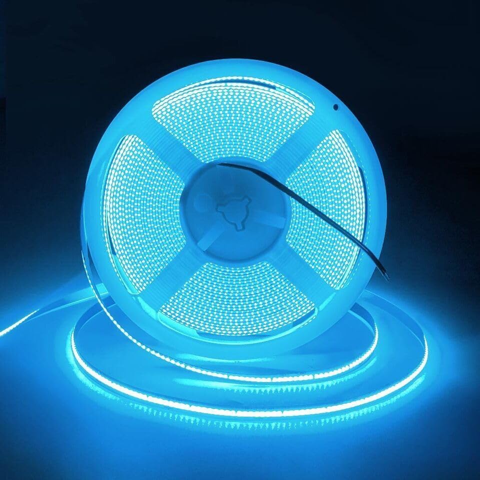 Kd-Tec 384Led/M Cob Flexible Led Strip Light 16.4Ft Dc12V Ice Blue Vinyl