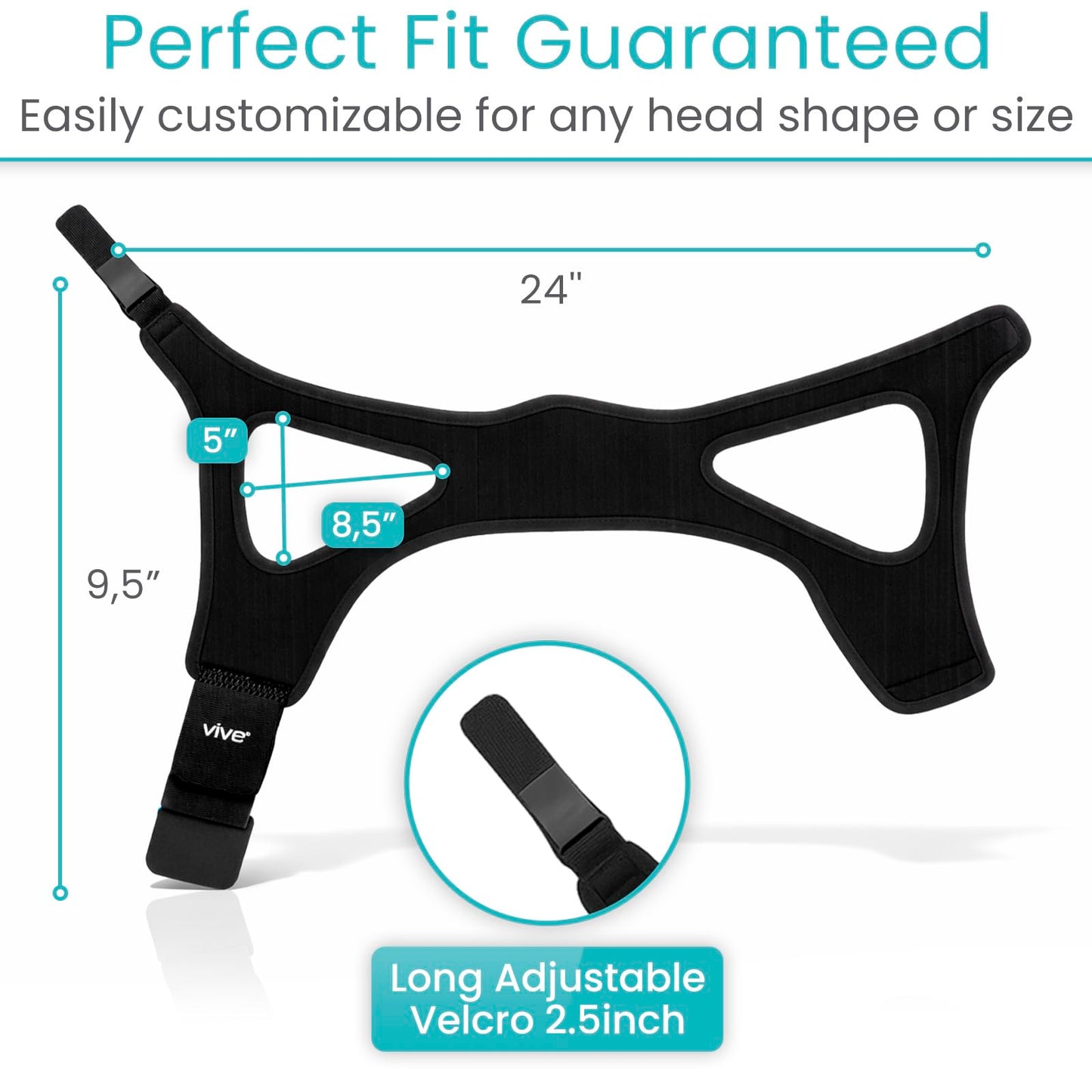 Vive Anti Snore Chin Strap for Sleeping - Stop Snoring Solution for CPAP Users - Airflow Head Band Device for Sleep Apnea Relief - Breathe Right, Mouth Breathing Prevention Accesories (Black)