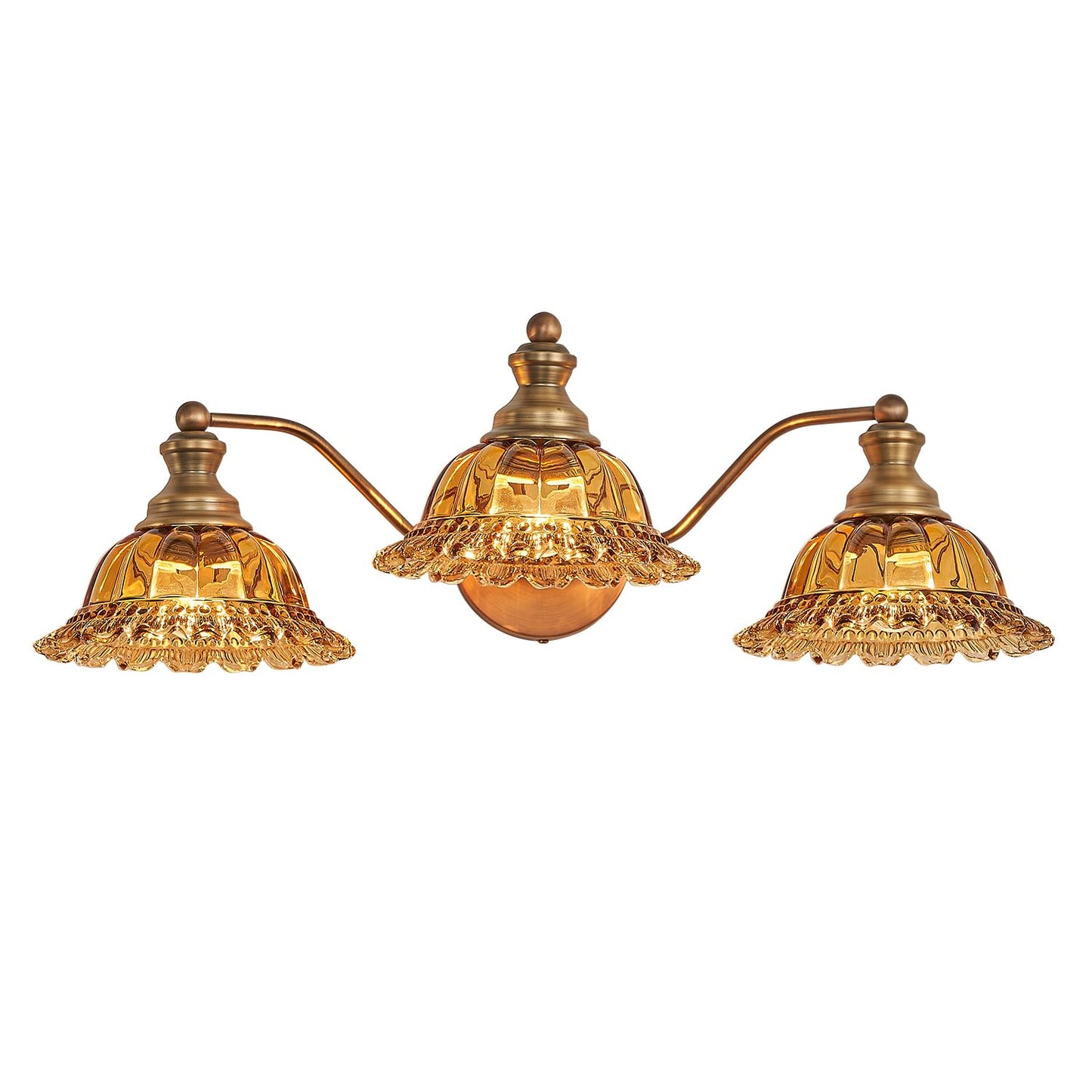 Xiedun Tea Glass 3 Light Vanity Light Colored Glass Bathroom Light Fixture Vanity Lighting Fixtures