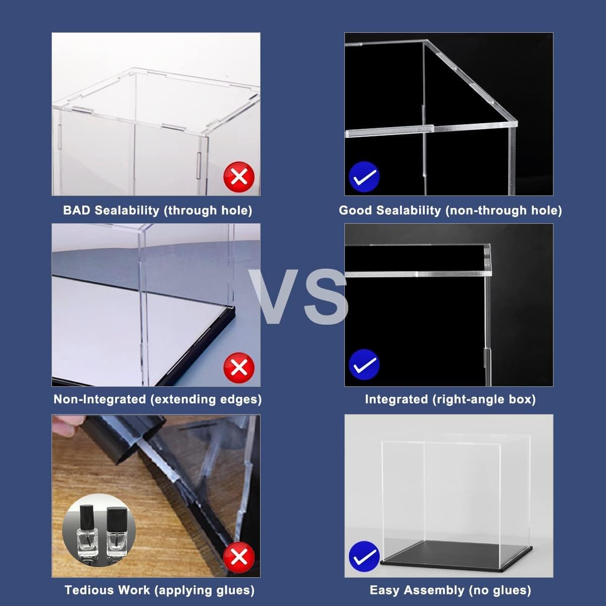 Acrylic Box with Matt Black Base, Simple Self-Assembly Clear Acrylic Display Case, 16x12x10 inch Showcase with Lid for Collections, Figures and Miniture House