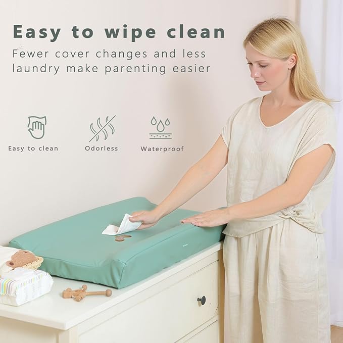 Vegan Leather Baby Changing Pad Covers for Girl, Boy, Waterproof & Wipeable Soft Diaper Changing Mat Cover.Fits Standard Changing Pads with Dimensions of 32" x 16". (Gray)