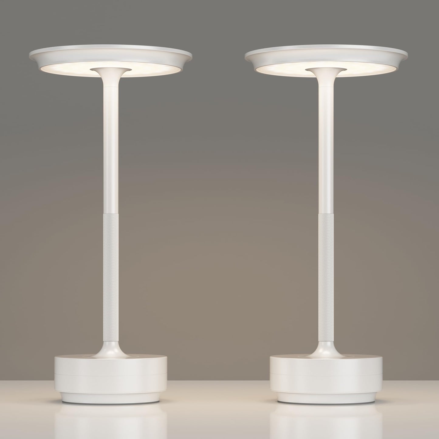 TBBGA Rechargeable Cordless Table Lamps, 5000mAh, 3 Color Dimming, Aluminum, Model T106C, White-2