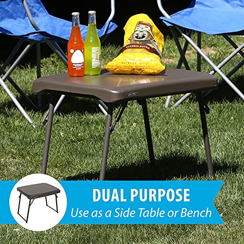 LIFETIME 280488 Compact Folding Low Side Table for Camping, Brown