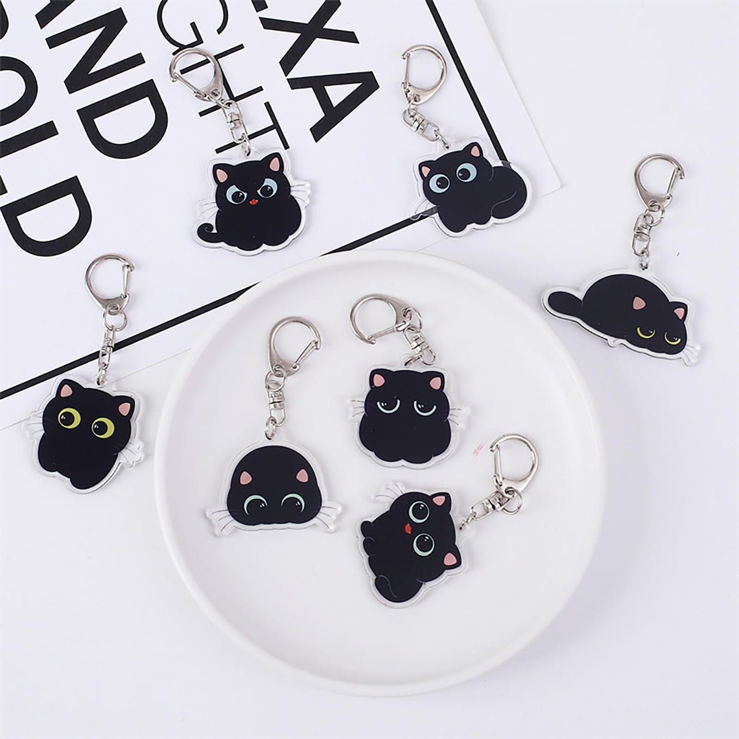 Black Cute Girls' Crossbody Bag, Cat-shaped Shoulder Bag Lightweight and Practical Children's Messenger Bag With a Random Black Keychain