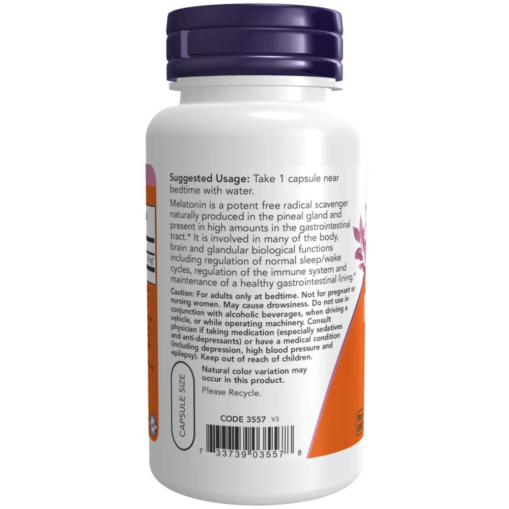 Now Supplements, Melatonin, Extra Strength 10 mg, 100 Veg Capsules (Pack of 2)