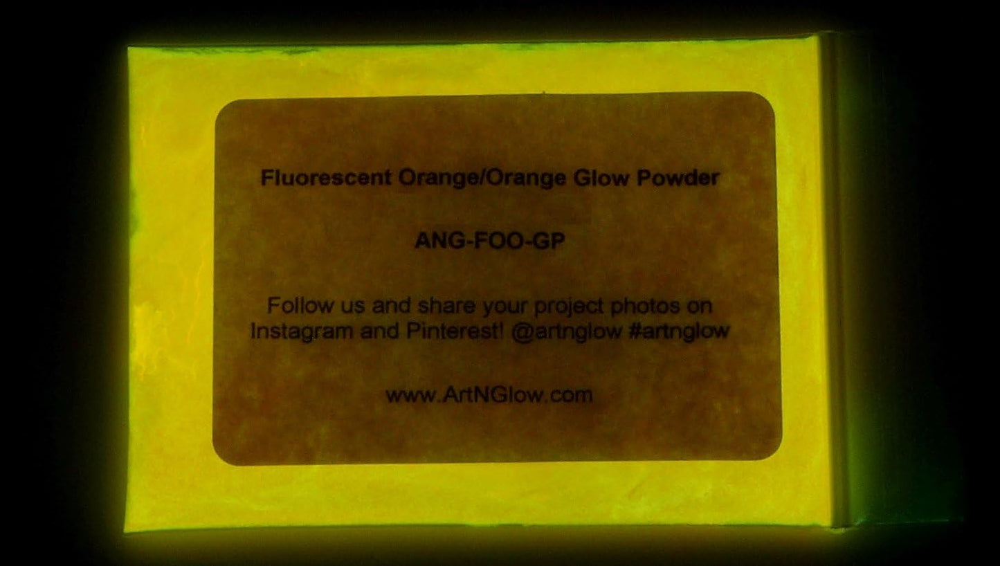 Glow in The Dark Pigment Powder - Neutral and Fluorescent Color for Art Painting, Fine Art, Nail Art Paint, and DIY Crafts - Long Lasting 10+ Color Options - Fluorescent Orange - (8 Ounce)