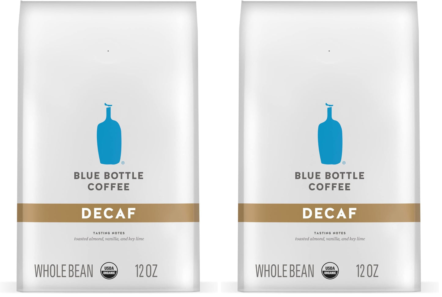 Blue Bottle Whole Bean Organic Coffee, Decaf, Medium Roast, 12 Ounce bag (Pack of 2)