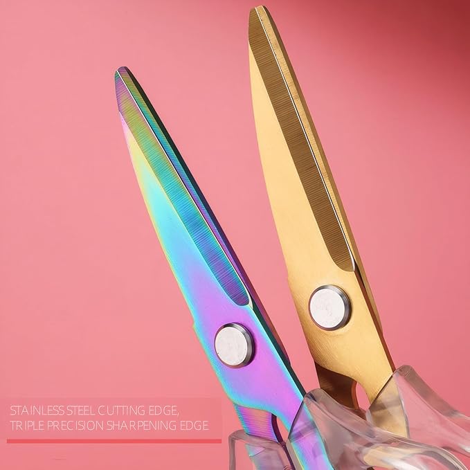 Jasni Transparent Handle Stainless Steel Sharp Powerful Kitchen Scissors Multi-Purpose Heavy Duty Food Scissors Kitchen Shears Chicken Poultry bone fish scales (Green handle color blade)