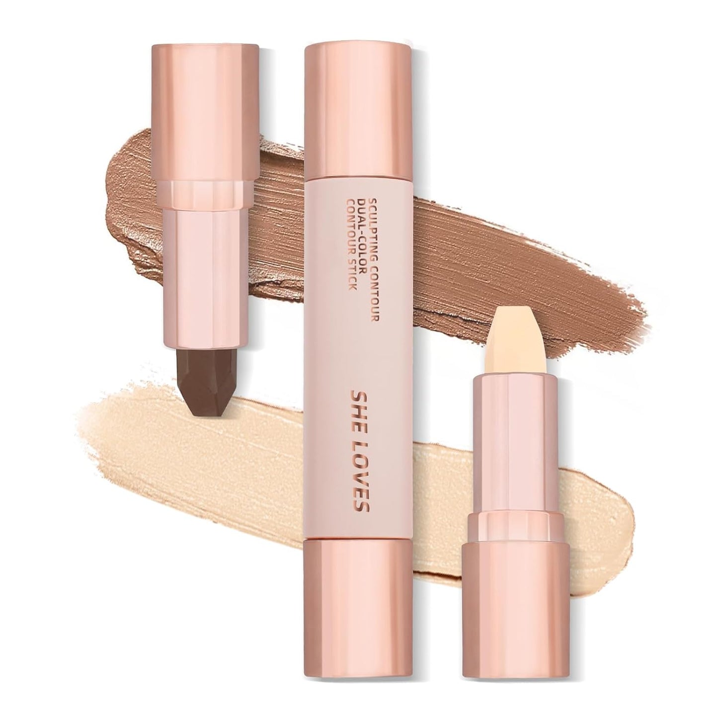 Contour Stick, Highlighter Makeup, 2 in 1 Cream Bronzer Stick-Blendable, Moisturizing Formula-Lanolin, Beeswax, Smooth Waterproof Long-lasting Effect, Buildable Contour Stick Makeup For Face (02#)