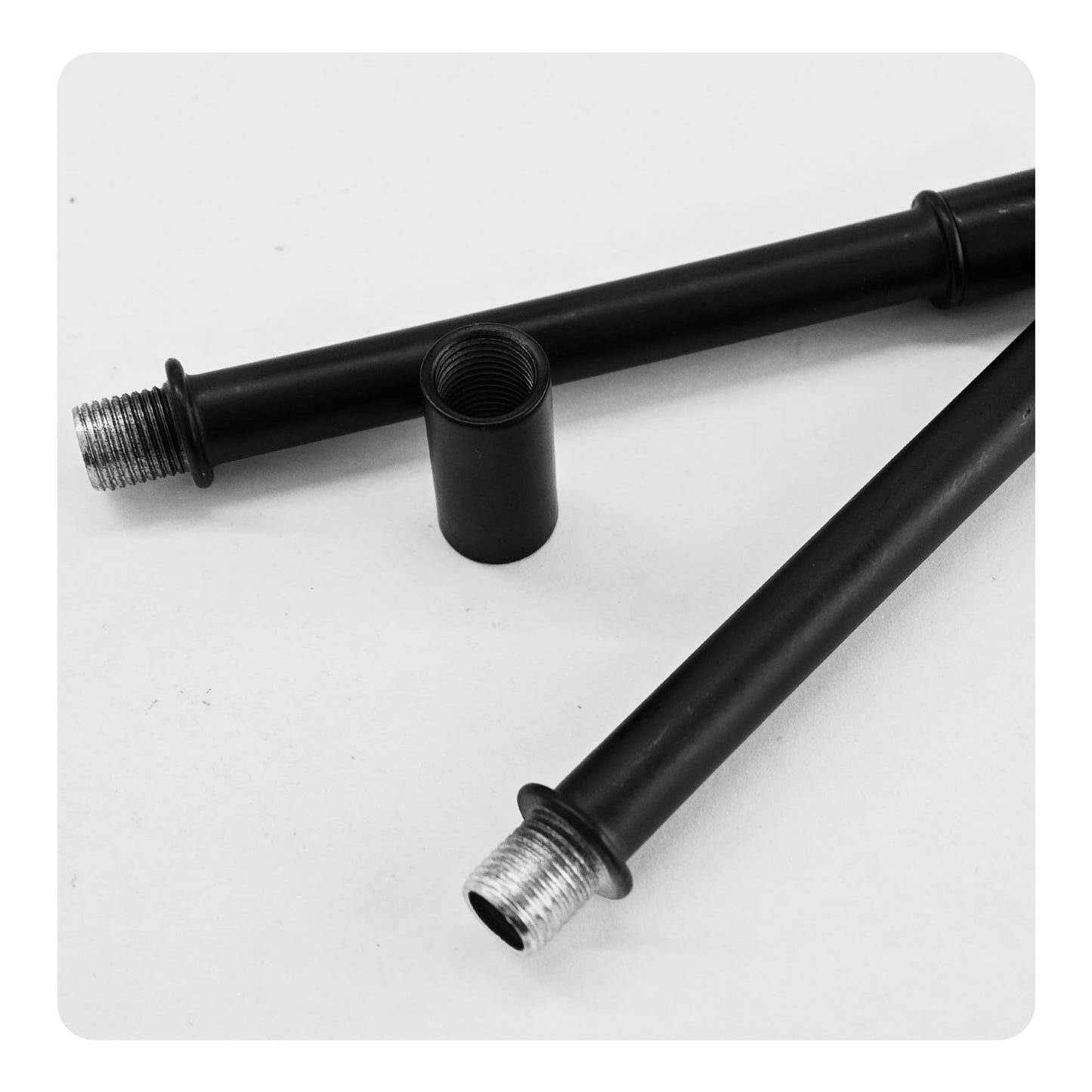 Auxbc 4” Straight Pipe Lamp Stem Kit - M10 Double End Threaded Rods For Diy Floor & Table Lamps - Black Lamp Parts Replacement