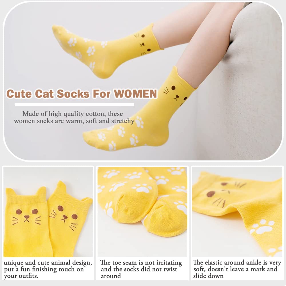 Ginmewrae Cat Socks Womens Fun Cute Animals Novelty Casual Socks Funny Birthday Christmas Gifts for Cat Lovers