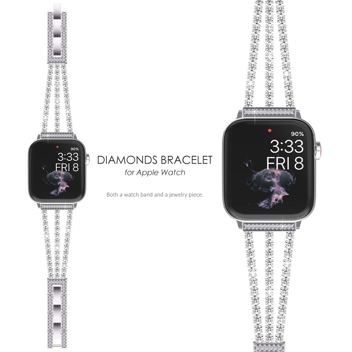 Newways Compatible For Apple Watch Band 46Mm Series 11 10 9 8 7 45Mm 44Mm Se Series 6 5 4 3 42Mm(Series3), Sparkling Bling Diamo