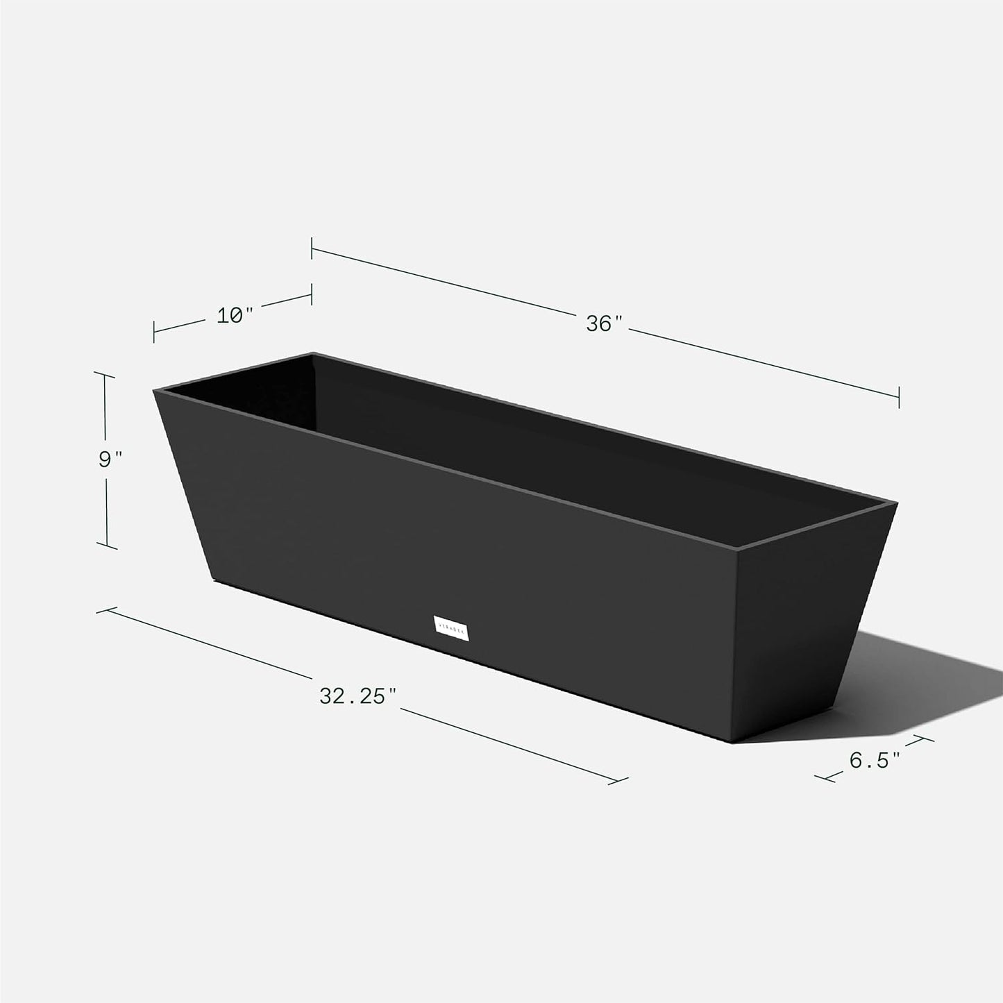 Veradek Pure Series Window Box Planter - Long Rectangular Planter for Indoor or Outdoor Windowsill/Balcony | Durable All-Weather Use with Drainage Holes | Modern Decor for Herbs, Small Plants, Flowers