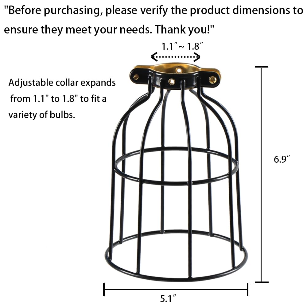 Xiding Farmhouse Vintage Industrial Metal Wire Cage  Old Open Style Lamp Guard Adjustable For Hanging Pendant Lighting  Perfect Diy Lamp Shade Replacement Accessories  Pack Of 4.