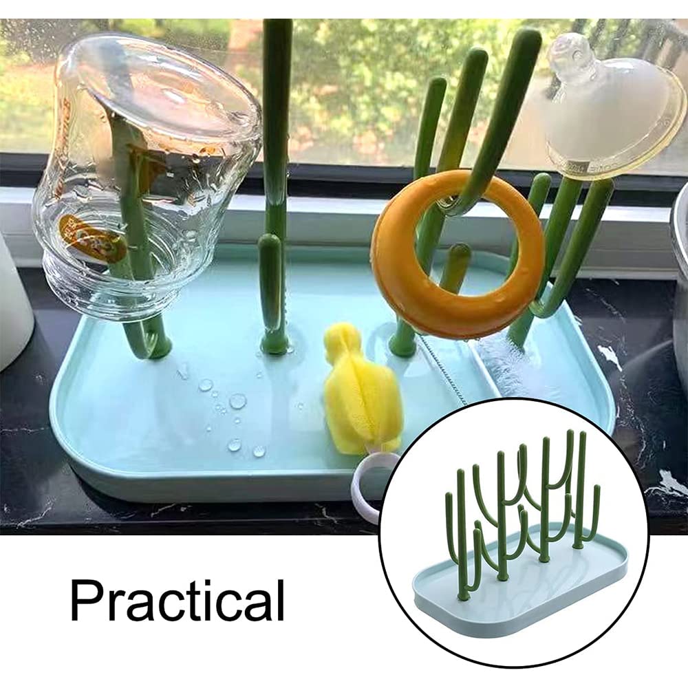 SHxxyljh Baby Essentials,Bottle Drying Rack,Baby Bottle Drying Rack,Drying Rack for Kitchen Counter,Detachable Bottle Dryer Holder with Base.for Nipples,Cups,Pump Parts and Accessories(Green)