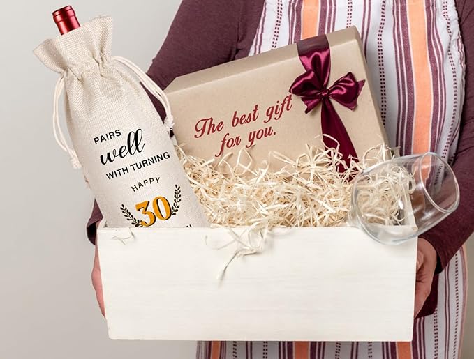 LANBAIHE 30th Birthday Gifts for Her,30th Birthday Gift for Women Men, 30 Years Old Birthday Gifts Wine Bag, 30th Birthday Decorations Party Supplies-1994 Birthday (30 BIRTHDAY)