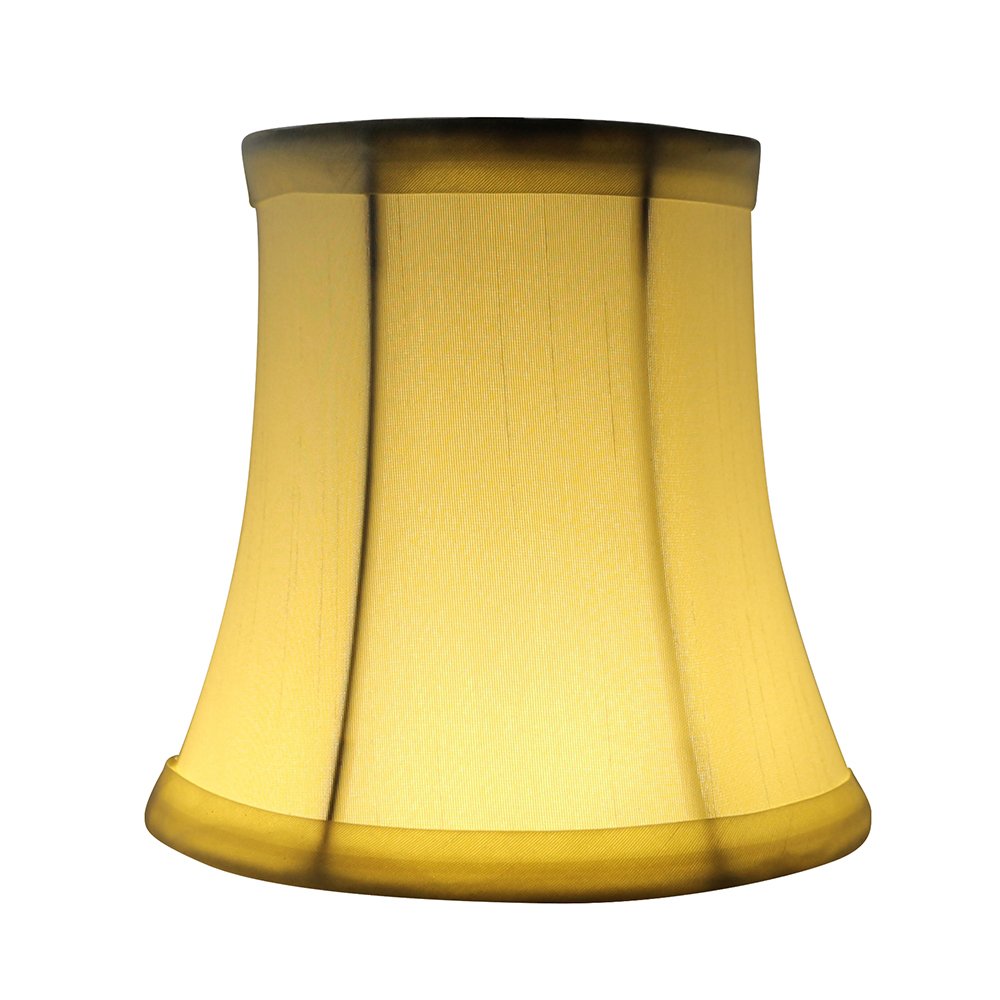 MERIVILLE Set of 5 Faux Silk Chandelier Lamp Shades, Softback Bell Shape, Clip-On Fitter, 3.5in x 5in x 4.75in, Eggshell