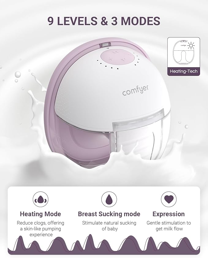 Heated Wearable Breast Pump, Industry-Leading Heating Tech, Innovative Magnetic Charging Cable, App Control, Anti-dust Cover, Hospital-Grade Suction, 1 Pack
