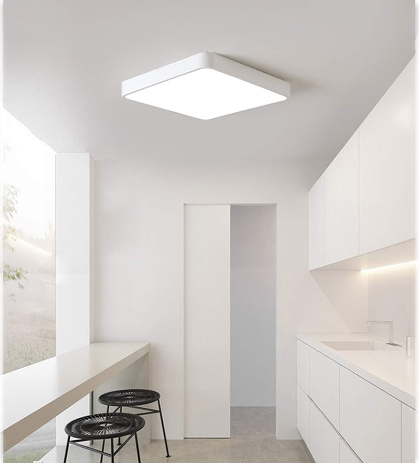 Ganeed Led Flush Mount Ceiling Light 15.7 Inch 36W Modern Ceiling Lamp Square 6500K Cool White Lighting Fixture For Living Room/Kitchen/Bedroom/Dining Room White