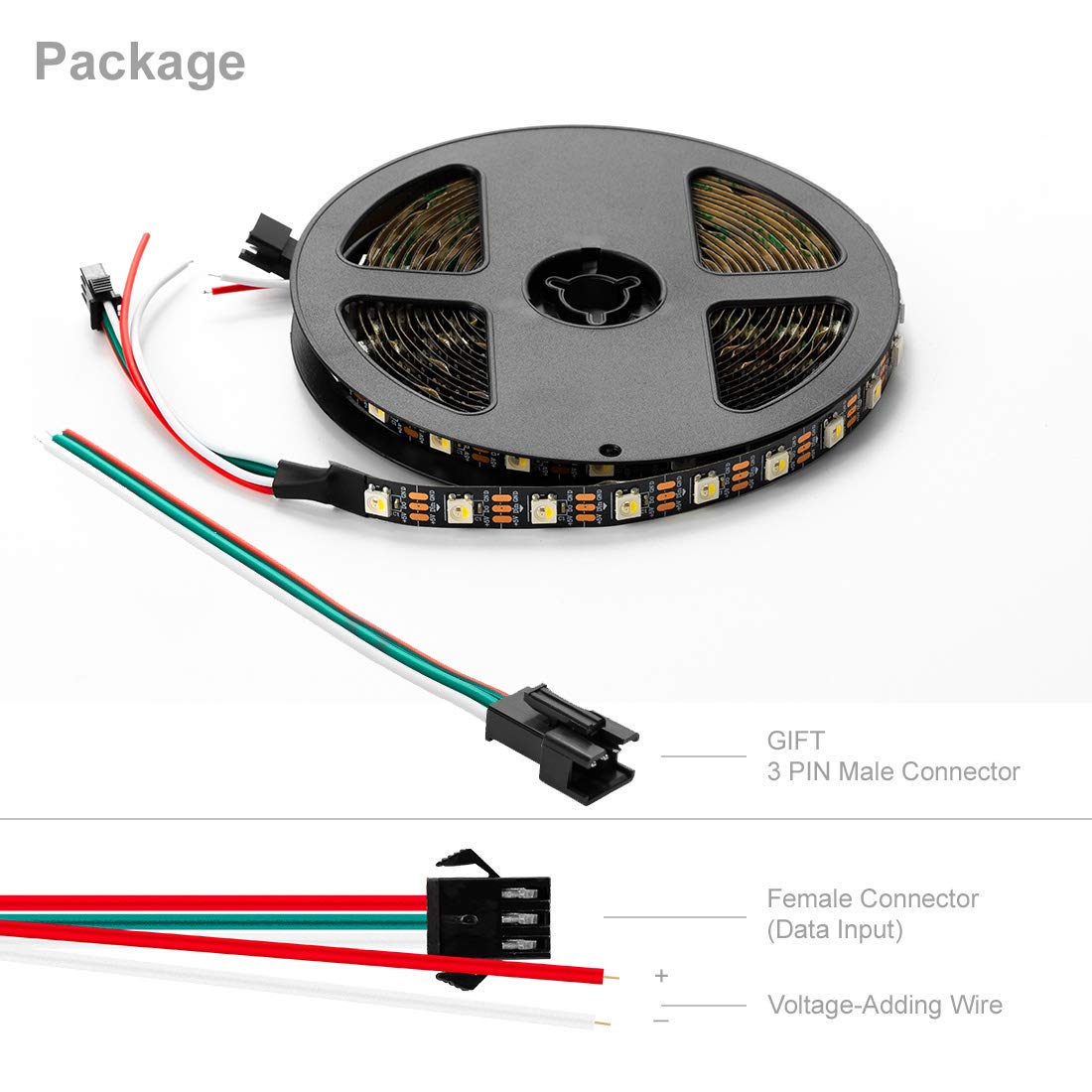 Btf-Lighting Sk6812 Rgbw Led Strip 16.4Ft 300Leds Black Pcb Ip30 Rgb+Cool White