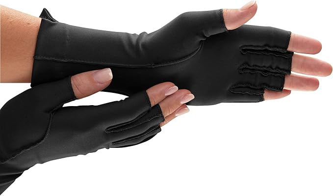 isotoner Women & Men Arthritis Compression Rheumatoid Pain Relief Gloves for joint support with Open/Full finger design