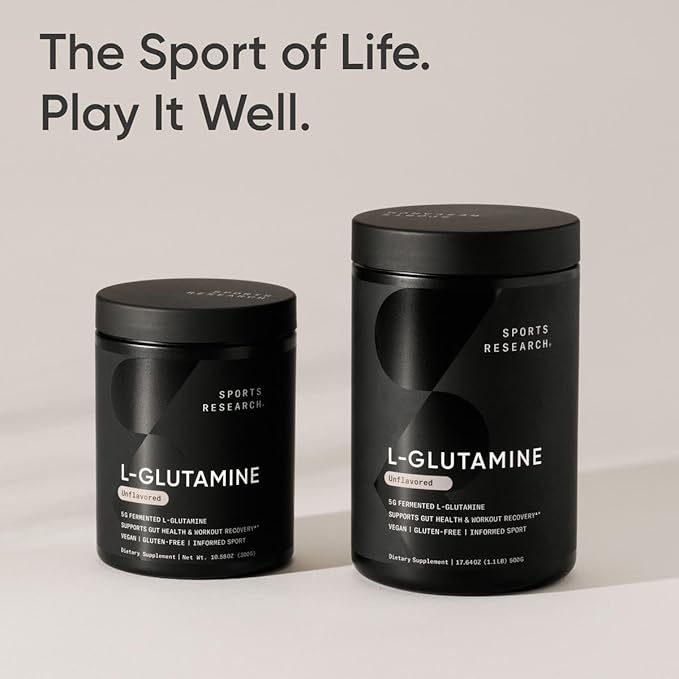 Sports Research L-Glutamine - Workout Recovery, Immune Health & Gut Health Support - 5 G Per Serving - 10.58 Oz