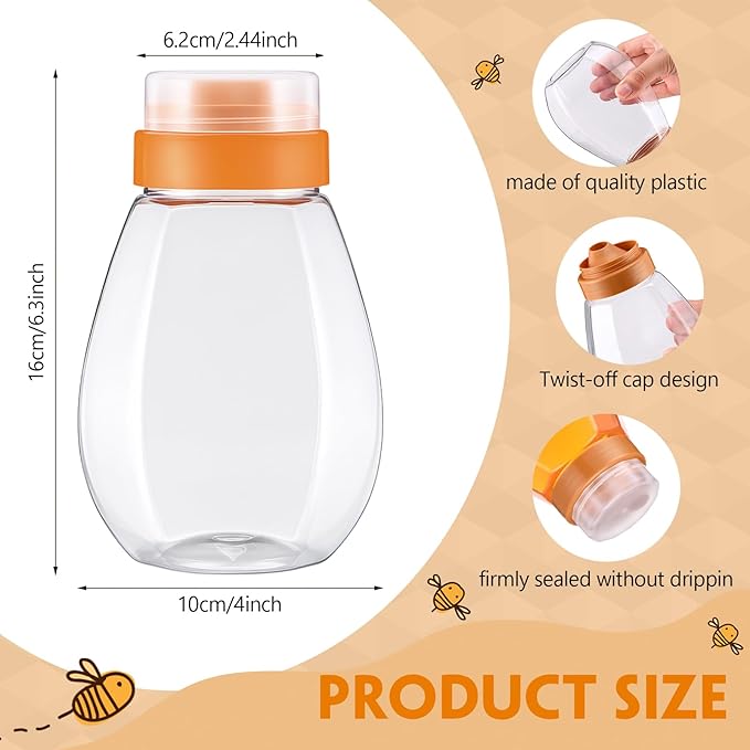 Layhit 20 Pieces 32 oz Plastic Honey Jars Clear Plastic Honey Bottles with Lids Container Dispenser with Flip Lid Empty Squeeze Bottle for Easy Storing and Dispensing (Modern)