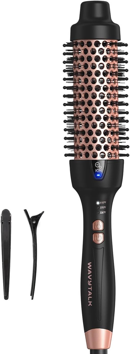 Wavytalk Updated Version Thermal Brush for Blowout Look, Blowout Express 1.5 Inch Ionic Thermal Round Brush Makes Hair Smo...