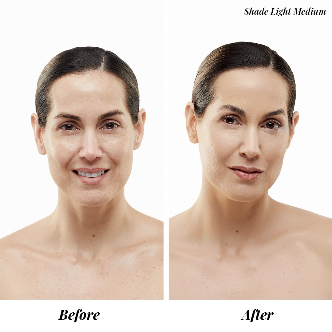 MagicMinerals AirBrush Foundation by Jerome Alexander – 2pc Set with Airbrush Foundation and Kabuki Brush - Spray Makeup with Anti-aging Ingredients for Smooth Radiant Skin - Cognac