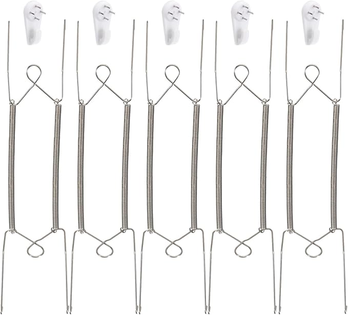 uxcell 5pcs Plate Hanger, 12 Inch Stainless Steel Invisible Wall Plate Hangers with Wall Decorative Hooks and Tip Protectors for Decorative Plates and Art, Silver