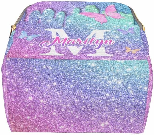 Customize Diaper Bag Nappy Daypack Expandable with Adjustable Shoulder Straps Nappy Daypack African Men Customized Name Gift For Baby Mom Gift, Neon Butterfly