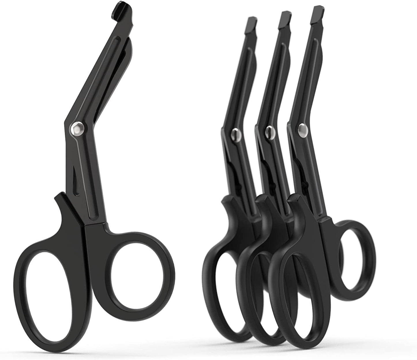 Trauma Shears 4-Pack 7.5 inch, Bandage Scissors Set, EMT & Medical Scissor, Large First Aid scissors, for Nurse, Fluoride-Coated with Non-Stick Blades by LI JIU® (4 Pack Black Fluoride-Coated)