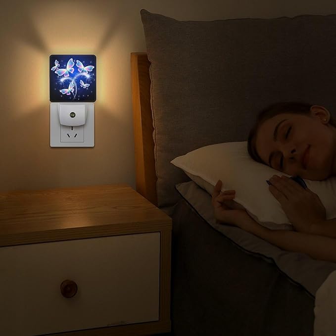 Butterfly Night Light, Plug into Wall Decor Nightlights for Bedroom, Bathroom, Hallway, Kitchen, with Dusk to Dawn Light Auto Sensors LED Night Lights for Boys Girls Women Men Room Gifts