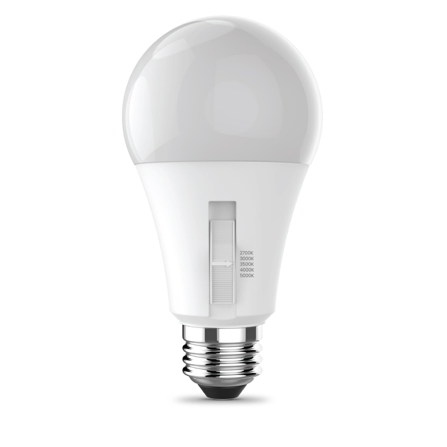 Feit Electric 3-Way A19 LED Light Bulb, 50/75/150W Equivalent, 5CCT Adjustable White (2700K–5000K), 1600 Lumens, Dimmable, 25,000-Life Hours, Energy Saving for Lamps & Fixtures, OM50/150/5CCTCA
