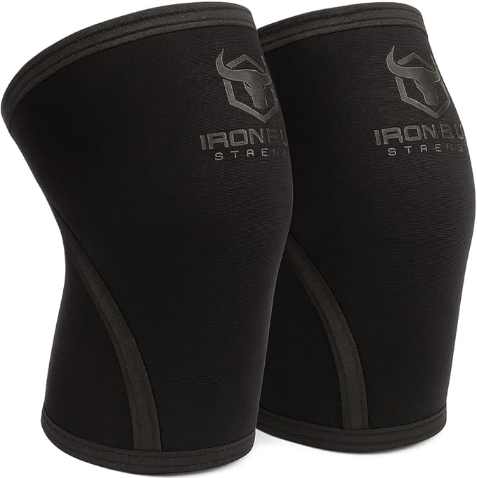 Iron Bull Strength Knee Sleeves 7mm (1 Pair) - Compression Brace & Knee Sleeve For Weightlifting, Powerlifting & Cross Tra...
