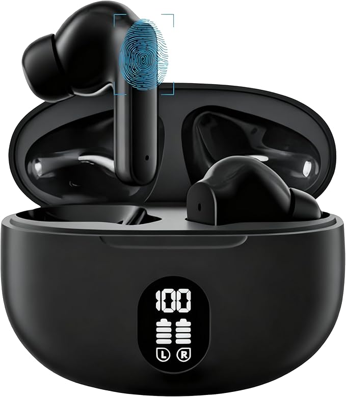 BSWLMDD Wireless Bluetooth Noise-Canceling Earbuds Bluetooth 5.3 High-Fidelity Stereo LED Display in-Ear Headphones 48-Hou...