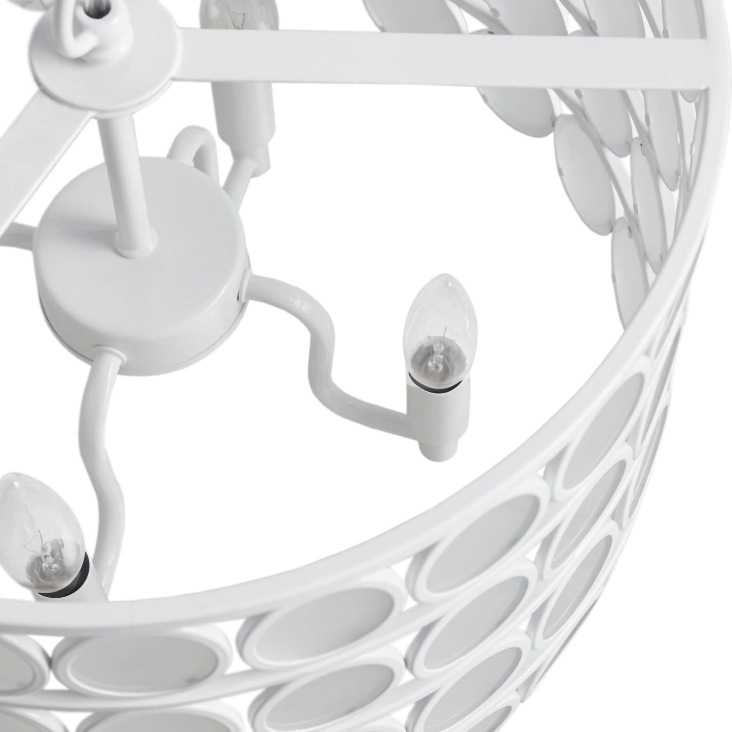 Hampton Hill Mid Century Chandelier, 16.25Dia X 51.75H, White, Iron & Glass, Model Fb150-1160, Adjustable Ceiling Light For Bedrooms & Dining