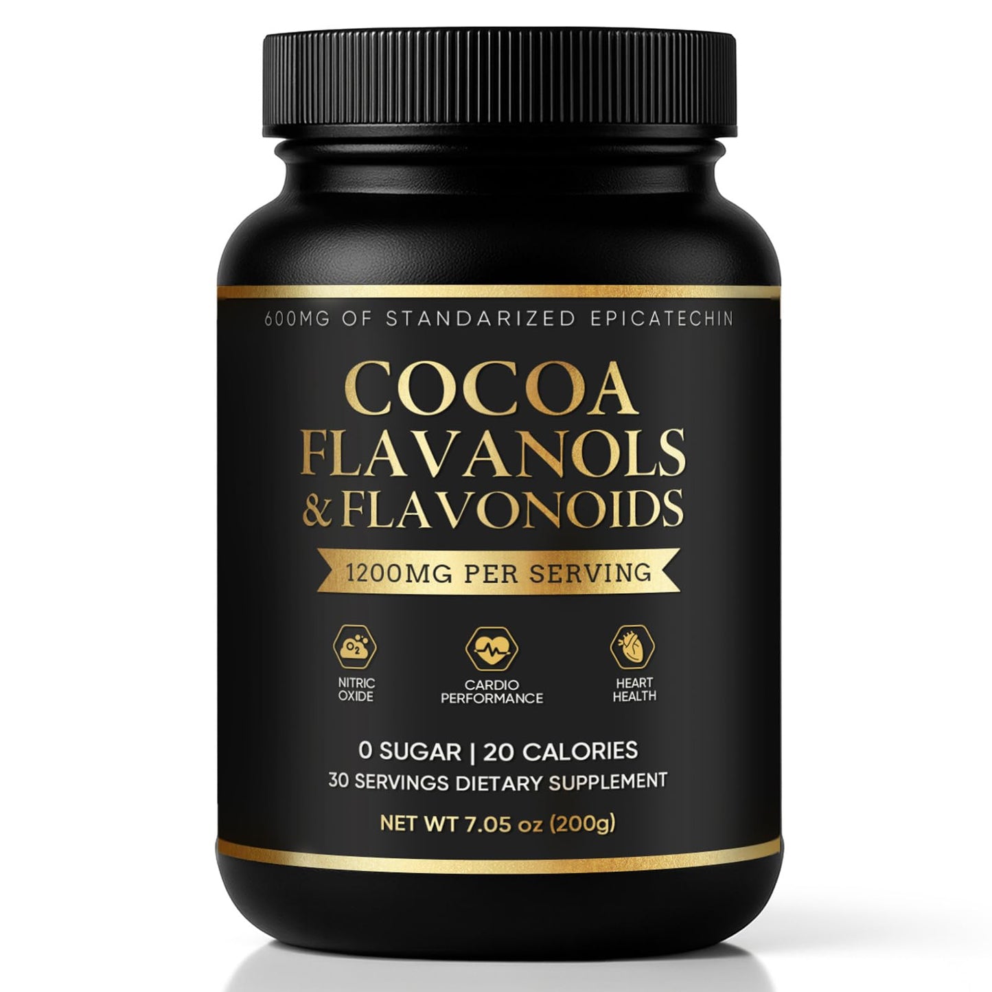WHDEOW High Flavanol Cocoa Powder – Vegan, Non-GMO, Sugar-Free, 7.05oz – Supports Circulation & Energy